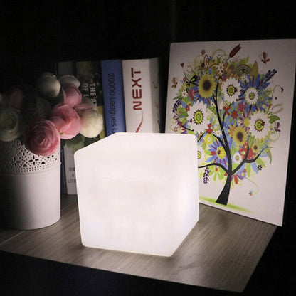 style: 20cm, power: Battery models - Cube Restaurant Atmosphere Table Lamp Luminous Square Decorative Table Lamp