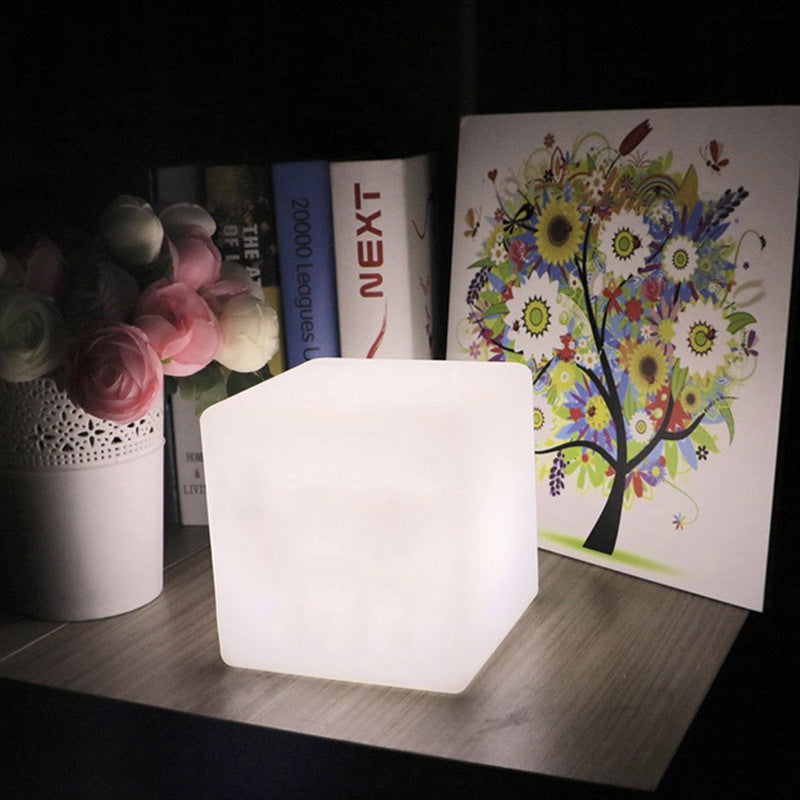 style: 15cm, power: Battery models - Cube Restaurant Atmosphere Table Lamp Luminous Square Decorative Table Lamp