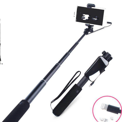 Color: Black, Model: IPhone - Compatible with Apple , Selfie Stick Mobile Phone Selfie Stick Aluminum Alloy