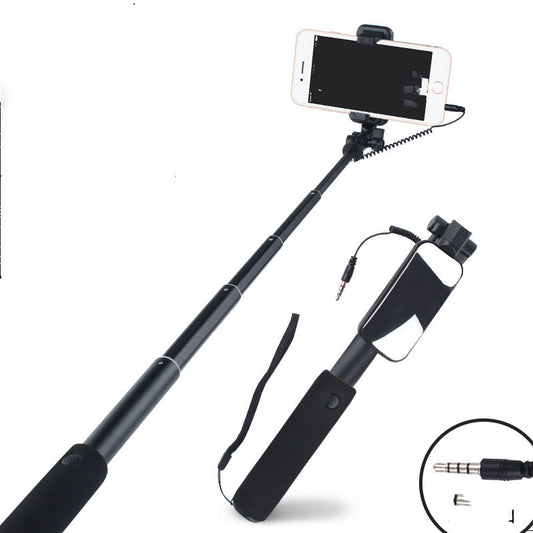 Color: Black, Model: Android - Compatible with Apple , Selfie Stick Mobile Phone Selfie Stick Aluminum Alloy