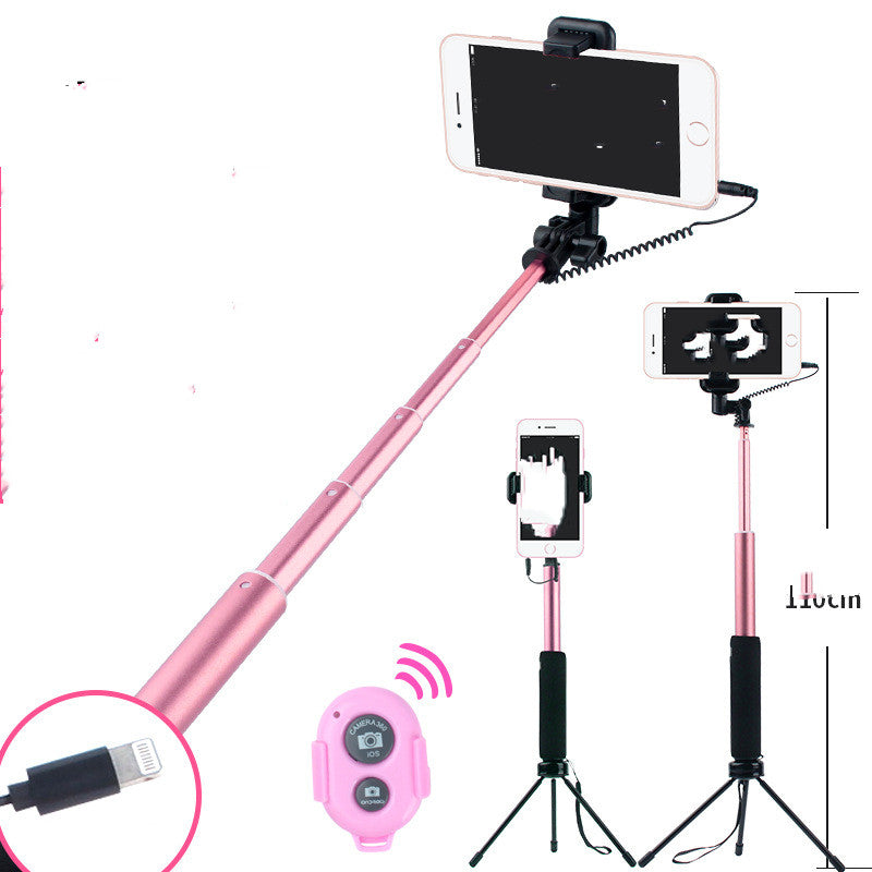 Color: Rose Gold, Model: IPhone - Compatible with Apple , Selfie Stick Mobile Phone Selfie Stick Aluminum Alloy