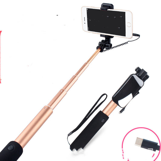 Color: Tyrant Gold, Modelo: Tipo c - Compatible con Apple, Selfie Stick Teléfono móvil Selfie Stick Aleación de aluminio