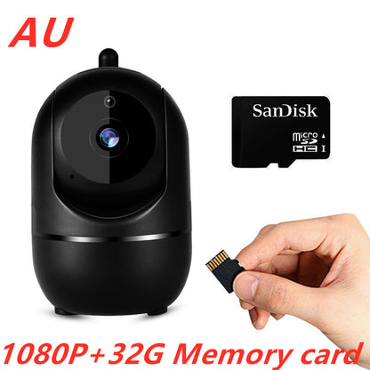 Color: Black, style: 1080P 32G AU - 1080P Home Security Surveillance  Auto Tracking Camera US Plug