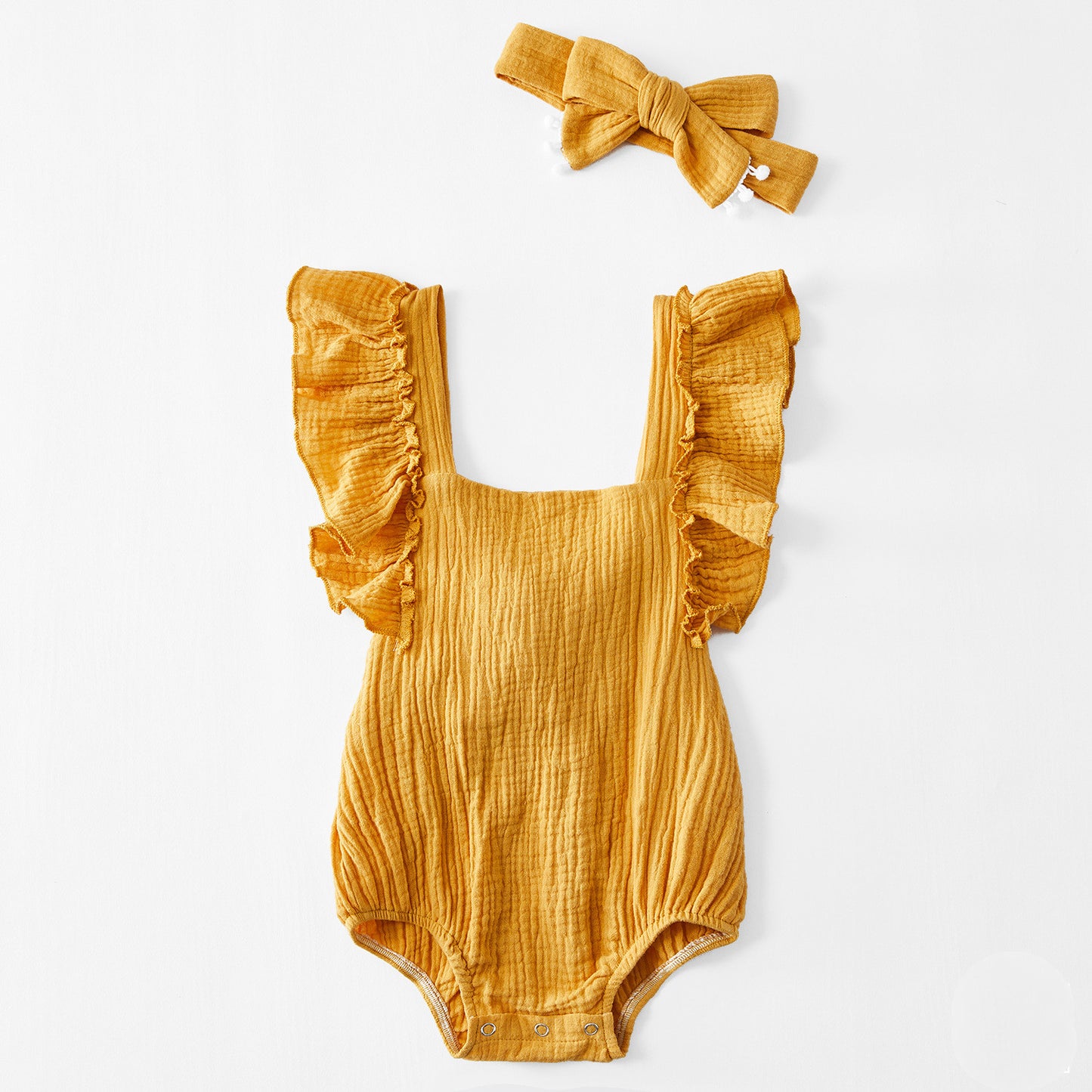 Solid color ruffled baby robe