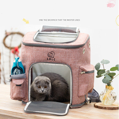 Color: Light grey, style: Bag+ fan, Size: L - Travel Bag Sports Backpack Portable Collapsible Breathable Pet Backpack Medium Cat Dog