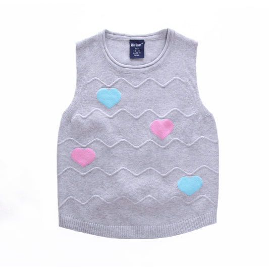 Color: Light Grey, Size: 110cm - Children's knitted vest