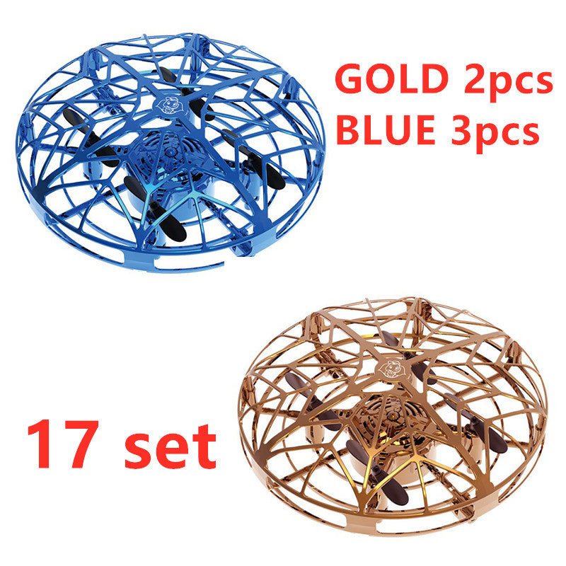 Color: 17 set - Flying Helicopter Mini Drone UFO RC Drone Infraed Induction Aircraft