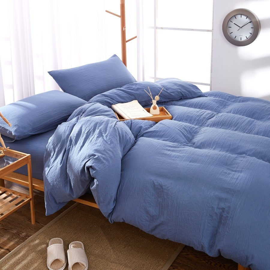 Color: Blue, Size: 2M - Cotton print four-piece quilt cover