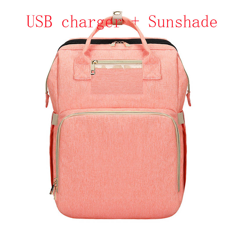 Color: Pink Sunshade USB - Portable Folding Crib Mummy Bag Portable