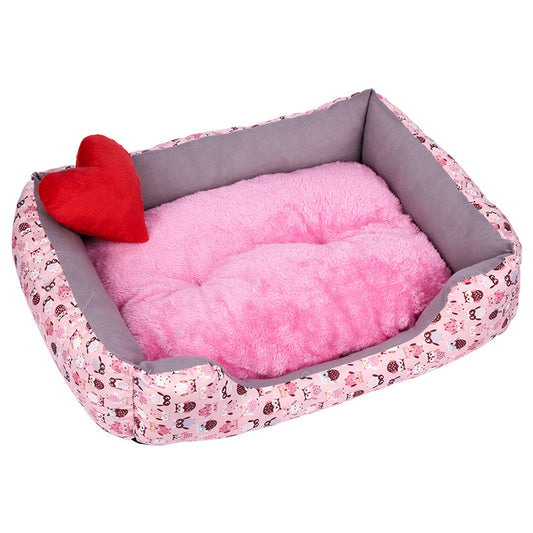 Color: Pink, Size: L - Warm Plush Bed