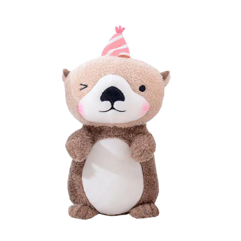 Color: Hat, Size: M - Cute otter plush toy