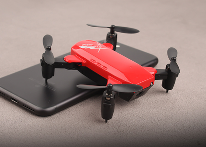 Color: Rojo, Estilo: Versión estándar - D9 mini avión plegable de cuatro ejes drone de altura fija WIFI avión de control remoto aéreo en tiempo real s9