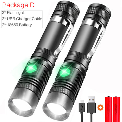 Color: Set2 - Portable Mini WT518 T6 1000Lumens 3 Modes Black Zoomable LED Flashlight Lighting Clicky Clip on Flashlights Torches Lightweight