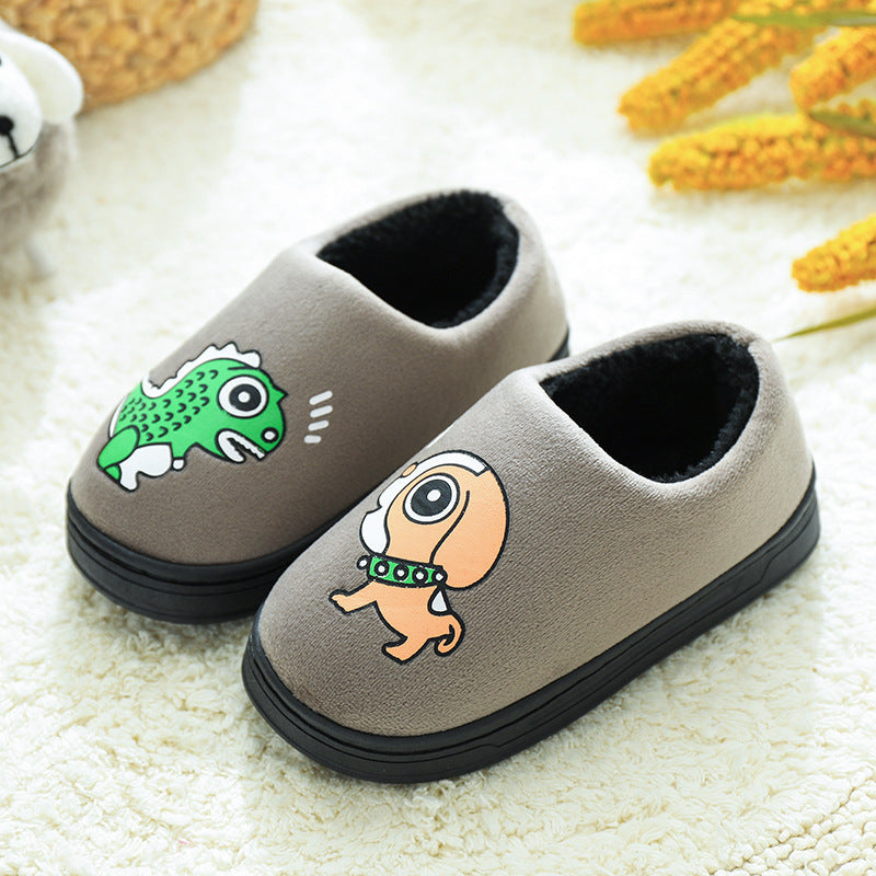 Color: Coffee, Size: 21cm - Children's cotton slippers