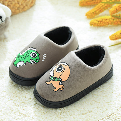 Color: Coffee, Size: 19cm - Children's cotton slippers