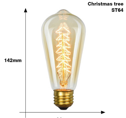 Model: ST64 Christmas tree - Edison Bulb E27 220V 40W ST64 A19 T45 G80 G95 G125 Incandescent filament bulb lighting Retro Edison Light Bulb