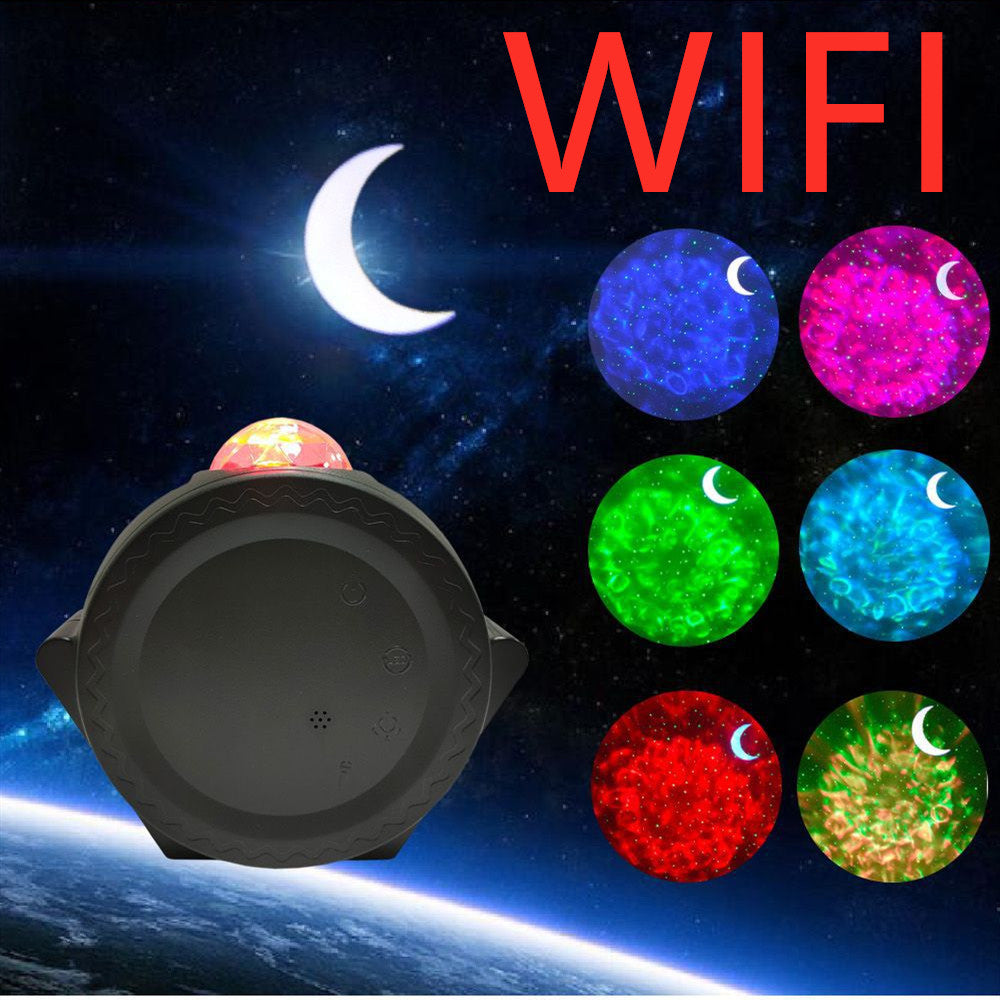 Color: Black WIFI, Model: USB - LED Starry Sky Projector Light Moon Star Cloud Bluetooth Nig