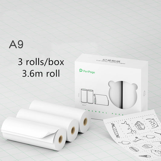 Modelo: juego de 3 rollos de 3,6 m, color: A9 blanco - Mini impresora térmica inalámbrica Bliuetooth Impresora de etiquetas adhesivas de papel