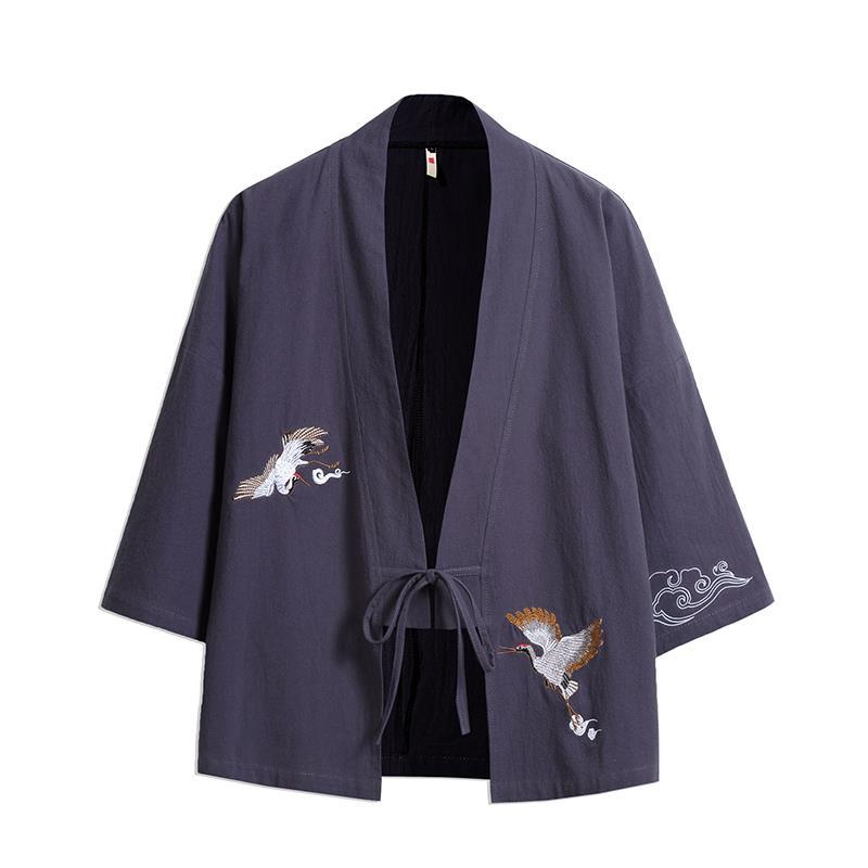 Color: Grey auspicious cloud, Size: XL - Cardigan Taoist Robe