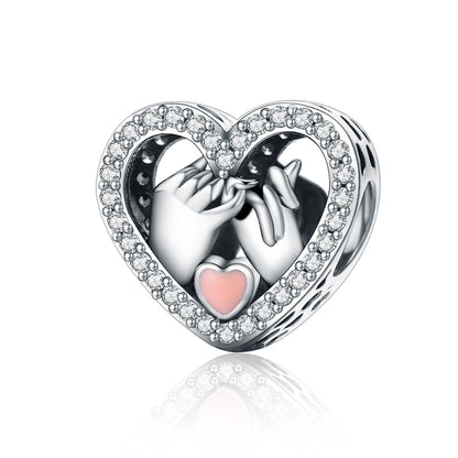 Color: SCC167 - Heart-shaped Combination Silver Beads