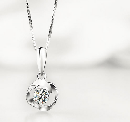 Color: White - S925 standard Sterling Silver CZ pendant, Valentine's Day exploding eight hearts eight arrows Rose Pendant