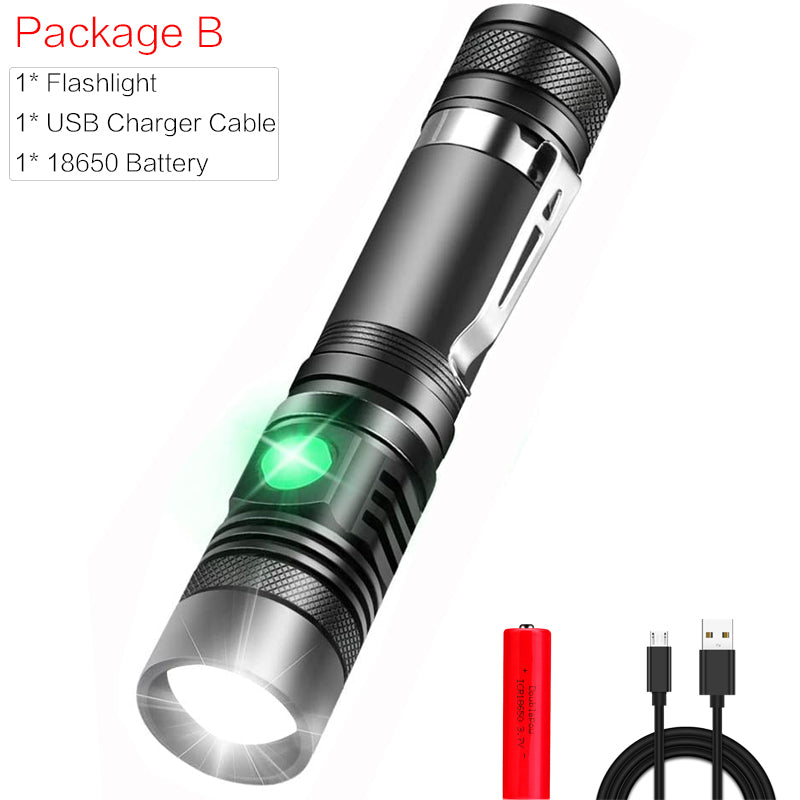 Color: Add battery - Portable Mini WT518 T6 1000Lumens 3 Modes Black Zoomable LED Flashlight Lighting Clicky Clip on Flashlights Torches Lightweight