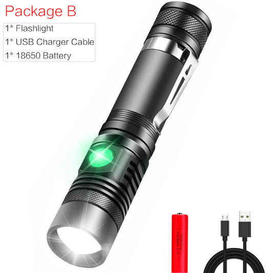 Color: Add battery - Portable Mini WT518 T6 1000Lumens 3 Modes Black Zoomable LED Flashlight Lighting Clicky Clip on Flashlights Torches Lightweight