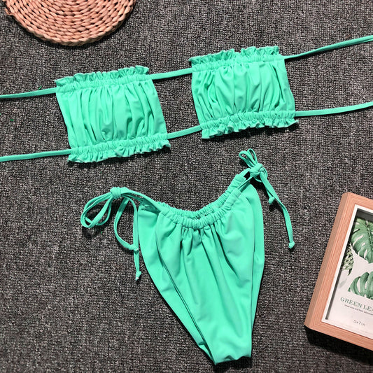 Color: Green, Size: L - Costa Rica Bandeau Bikini Set