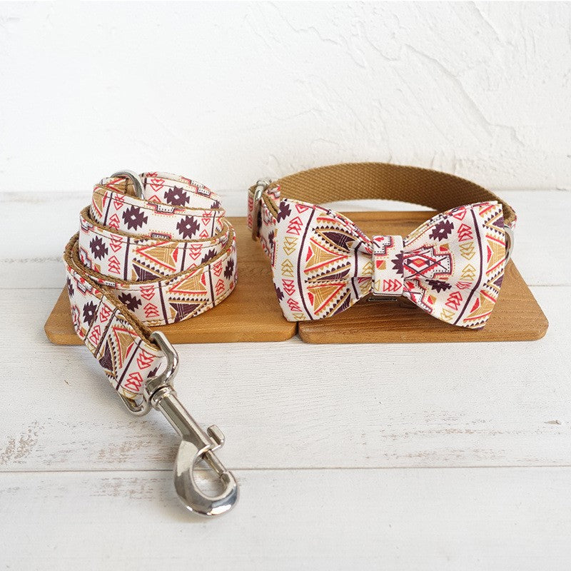 Pet leash dog hoop bow tie jewelry