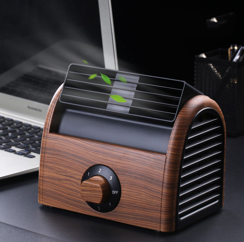 Color: Red wood grain - Elegant Portable Bladeless Fan (Strong Wind, Low Noise)