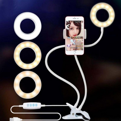 Color: White withBar code - LED Selfie Ring Light for Live Adjustable Makeup Light-8cm Stand