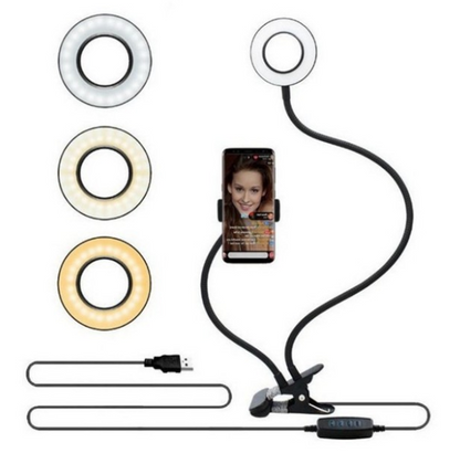 Color: Black - LED Selfie Ring Light for Live Adjustable Makeup Light-8cm Stand