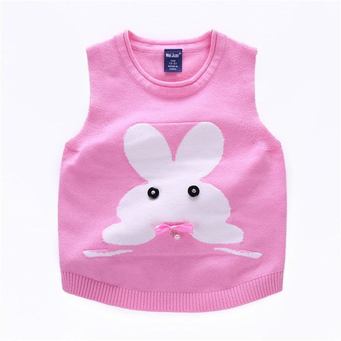 Color: Pink, Size: 100cm - Children's knitted vest