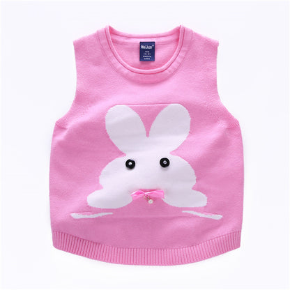 Color: Pink, Size: 140cm - Children's knitted vest