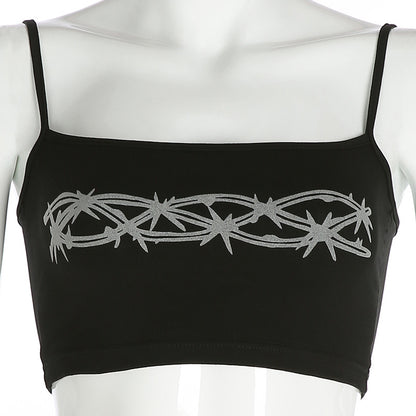 Color: Black, Size: M - Printed chain camisole