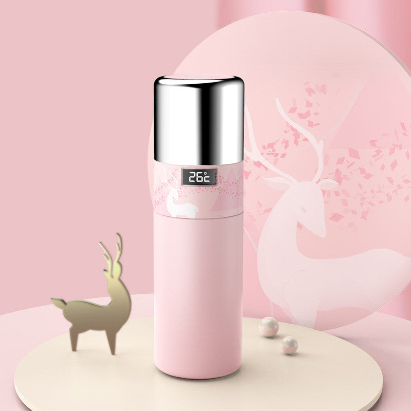 Color: Pink - Intelligent Temperature Display 55 Degrees Fast Cooling Vacuum Cup 304 Stainless Steel CPU Creative Cooling Car Cup Water Bottle