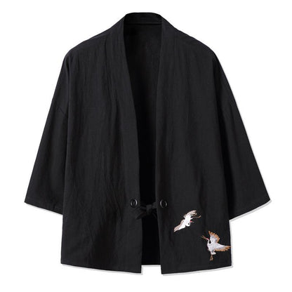 Color: Black crane, Size: 3XL - Cardigan Taoist Robe