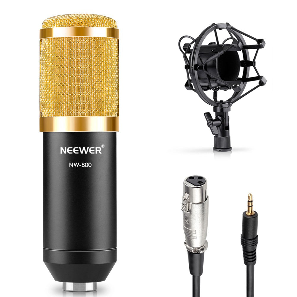 Color: Black - NW-800 CONDENSER MICROPHONE+SHOCK MOUNT+POWER CAB