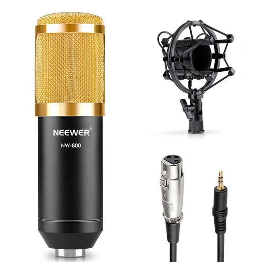 Color: Black - NW-800 CONDENSER MICROPHONE+SHOCK MOUNT+POWER CAB