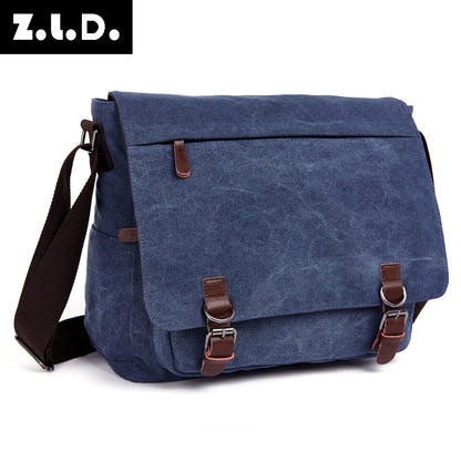 Men's single shoulder spans outdoor casual canvas bag Korean version of Korean version of single shoulder computer bag wholesale