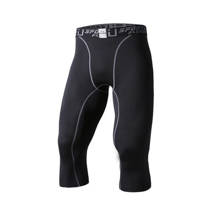 Color: Black, Style: Seven points-S, Size:  - Men's sports tights