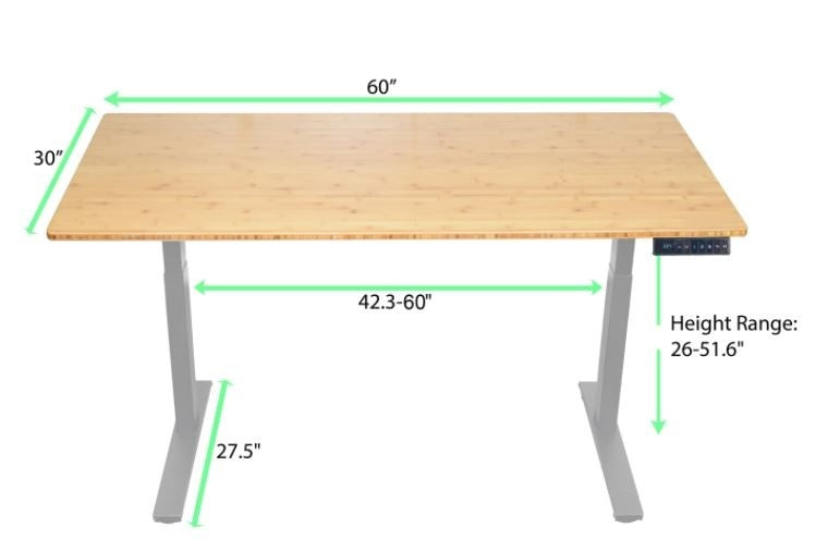 Gray and Natural Bamboo 52" Dual Motor Electric Office Adjustable Computer Desk