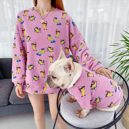 Color: Pink, Size: XL - Pet dog parent-child outfit