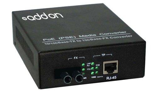 Addon 10/100base-tx(rj-45) to 100base-fx(st) mmf 1310nm 2km poe media converter