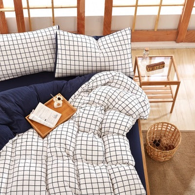 Color: Blue Mill, Size: 1.8M - Cotton print four-piece quilt cover