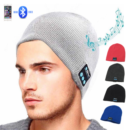 Wireless bluetooth knitted hat calls music stereo - Color: Green+gary+blue