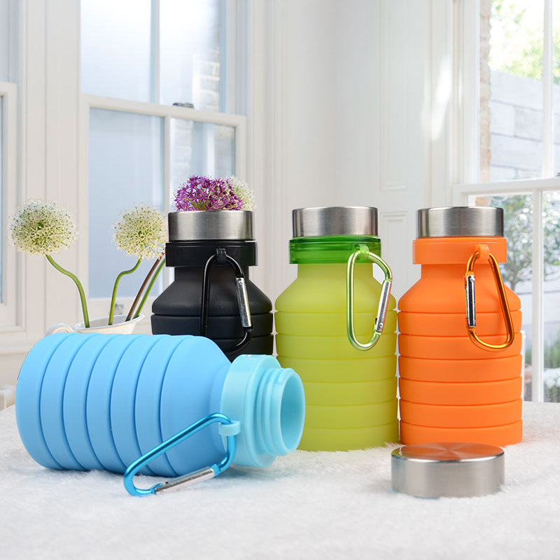 Large capacity 550ml outdoor sports bottle Mountaineering travel portable silicone folding cup