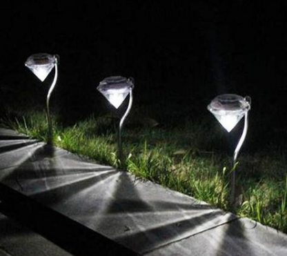 Color: White 4pc - Solar Powered Garden Diamond Light