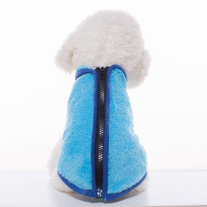 Color: Lake blue, Size: XL - Pet high neck zipper vest