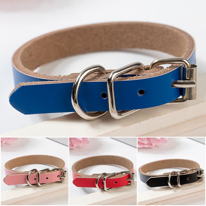 Color: Red, Size: XL - Leather dog collar dog chain